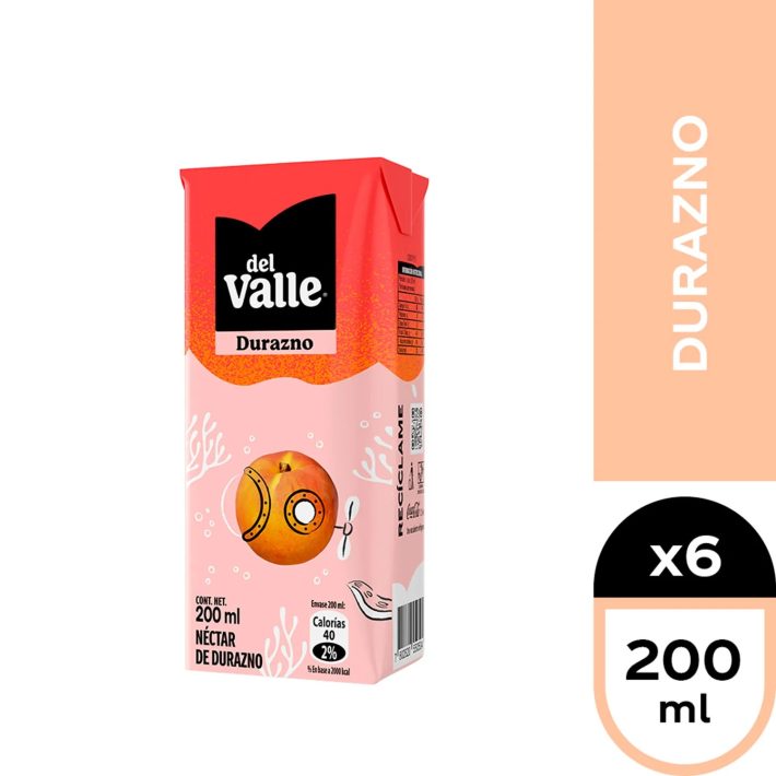 Nectar del Valle 200cc x6u Durazno