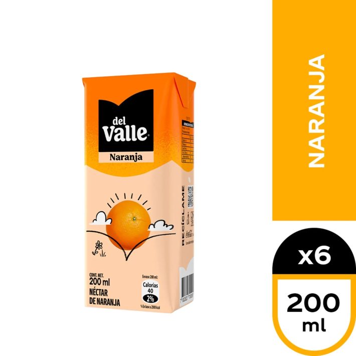 Nectar del Valle 200cc x6u Naranja